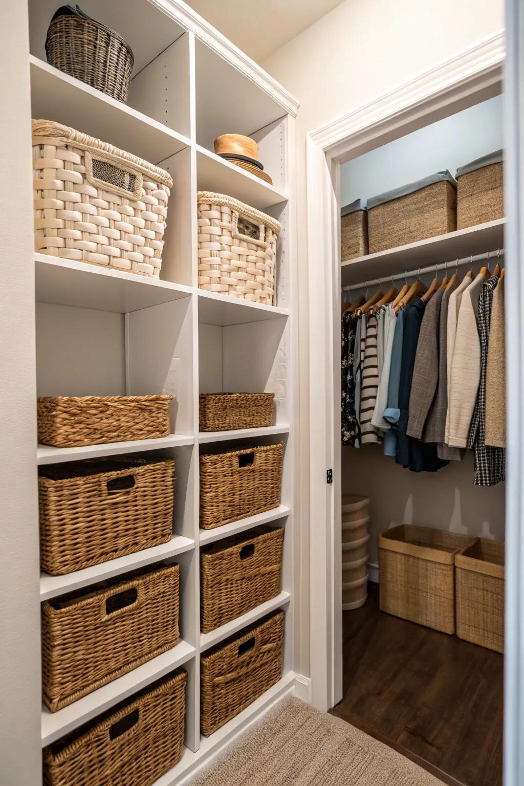 Receptacles and bins proffer fashionable and adjustable storage.