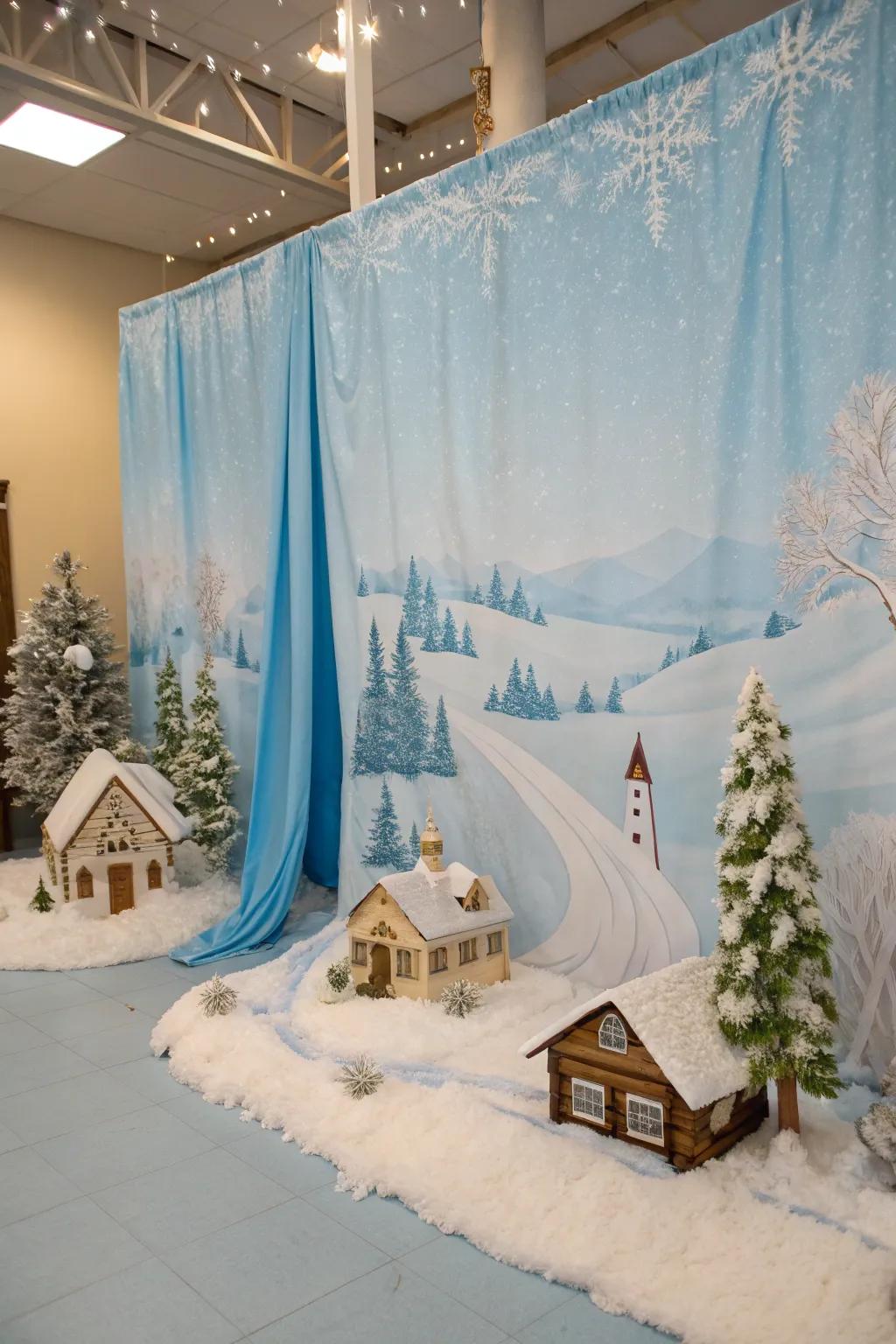 A backdrop sets the stage for your wintry utopia.