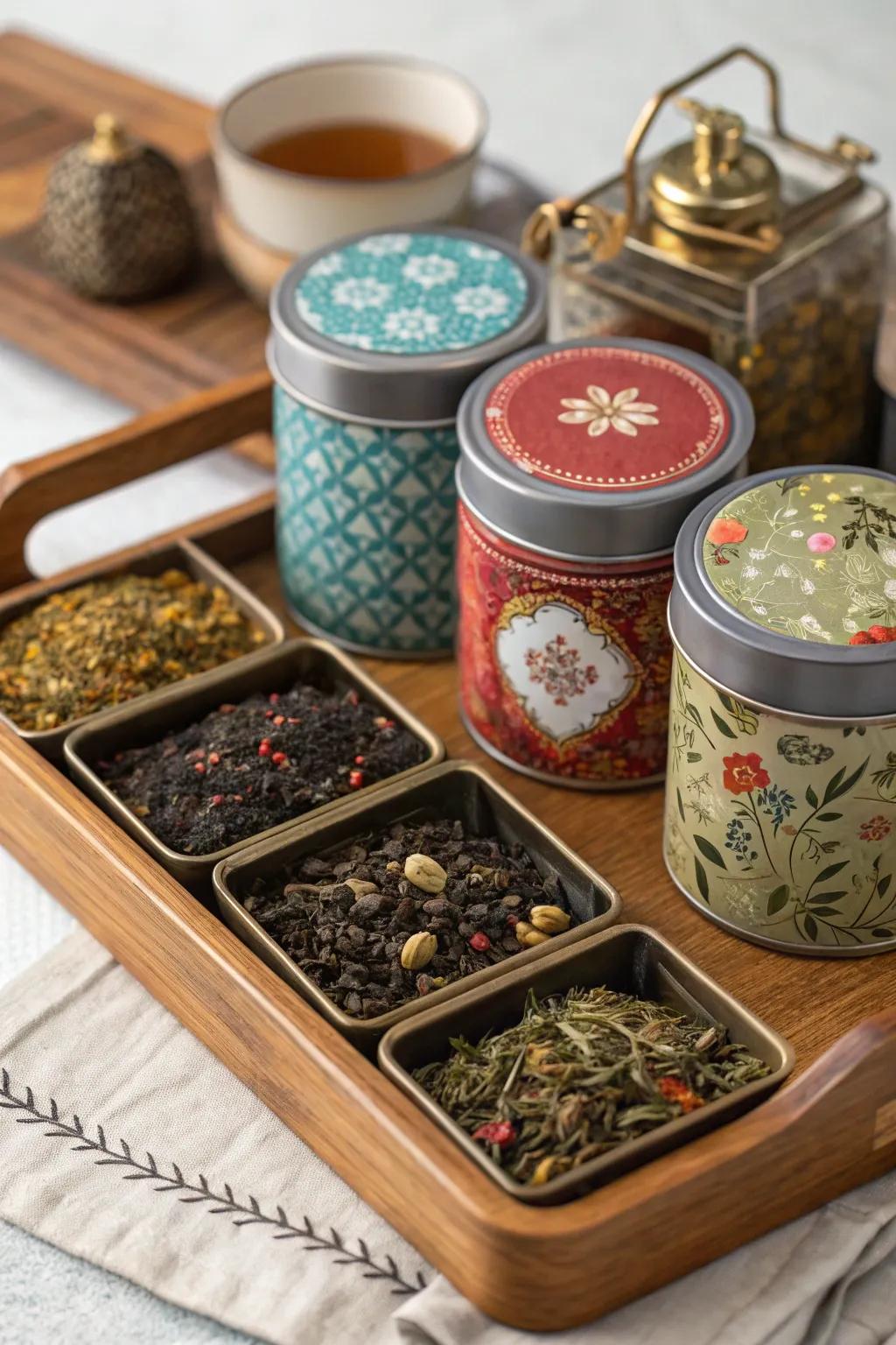 A selection of teas caters to all palates and enhances the experience.