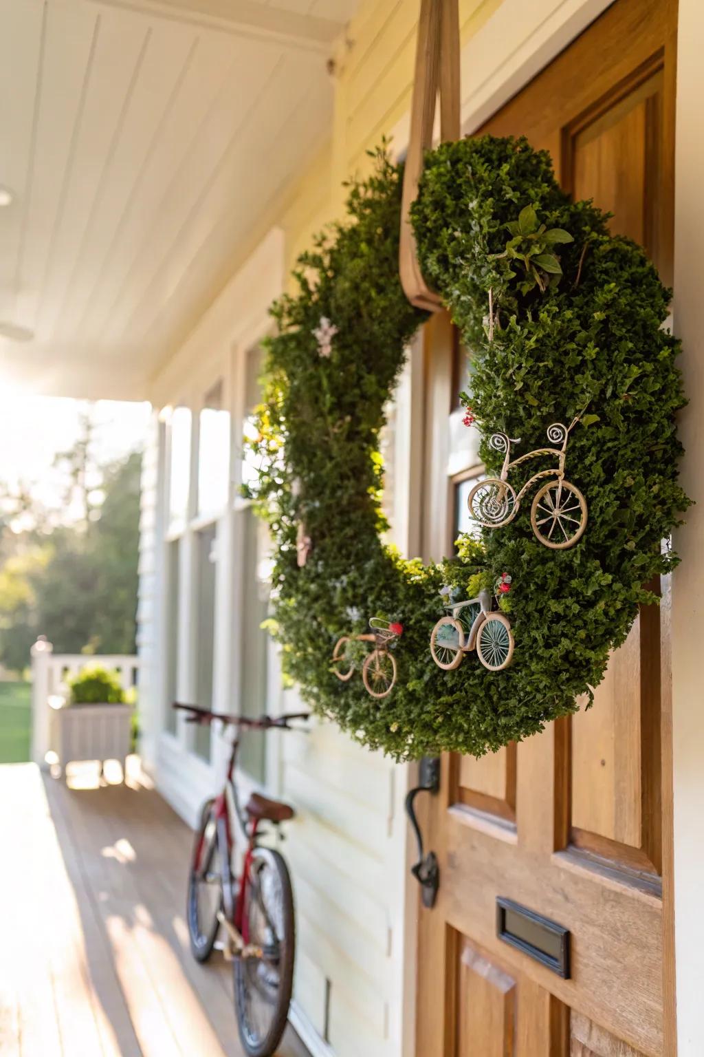 A playful wreath inspired by springtime cycle rides.