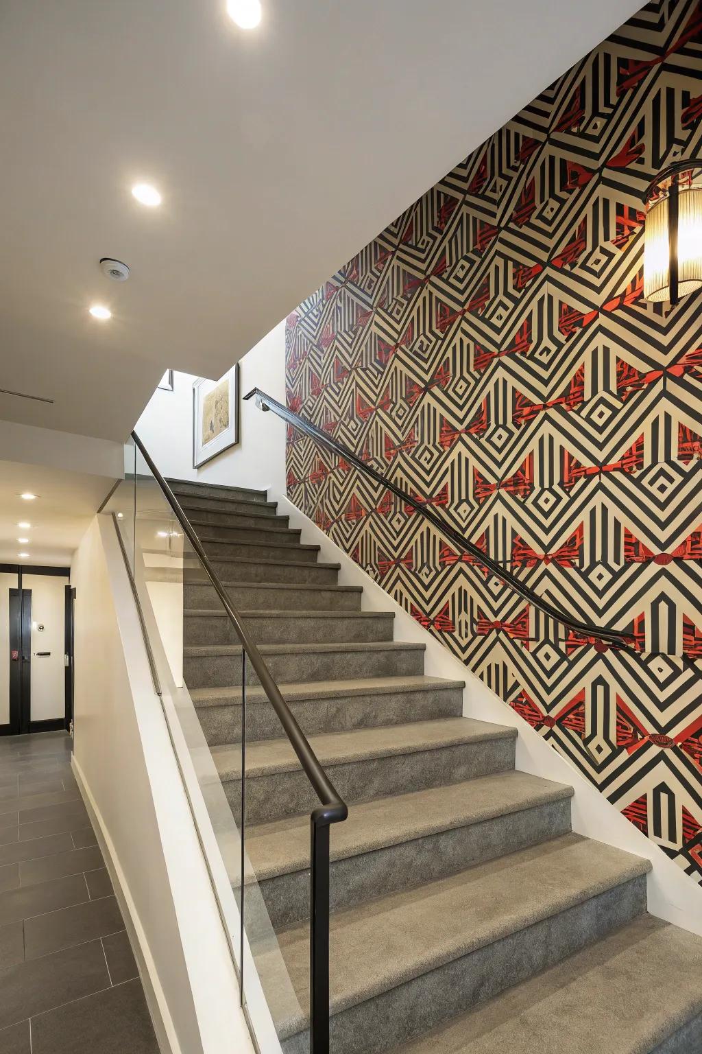 Audacious wallpaper can enable your stairwell to distinguish itself.