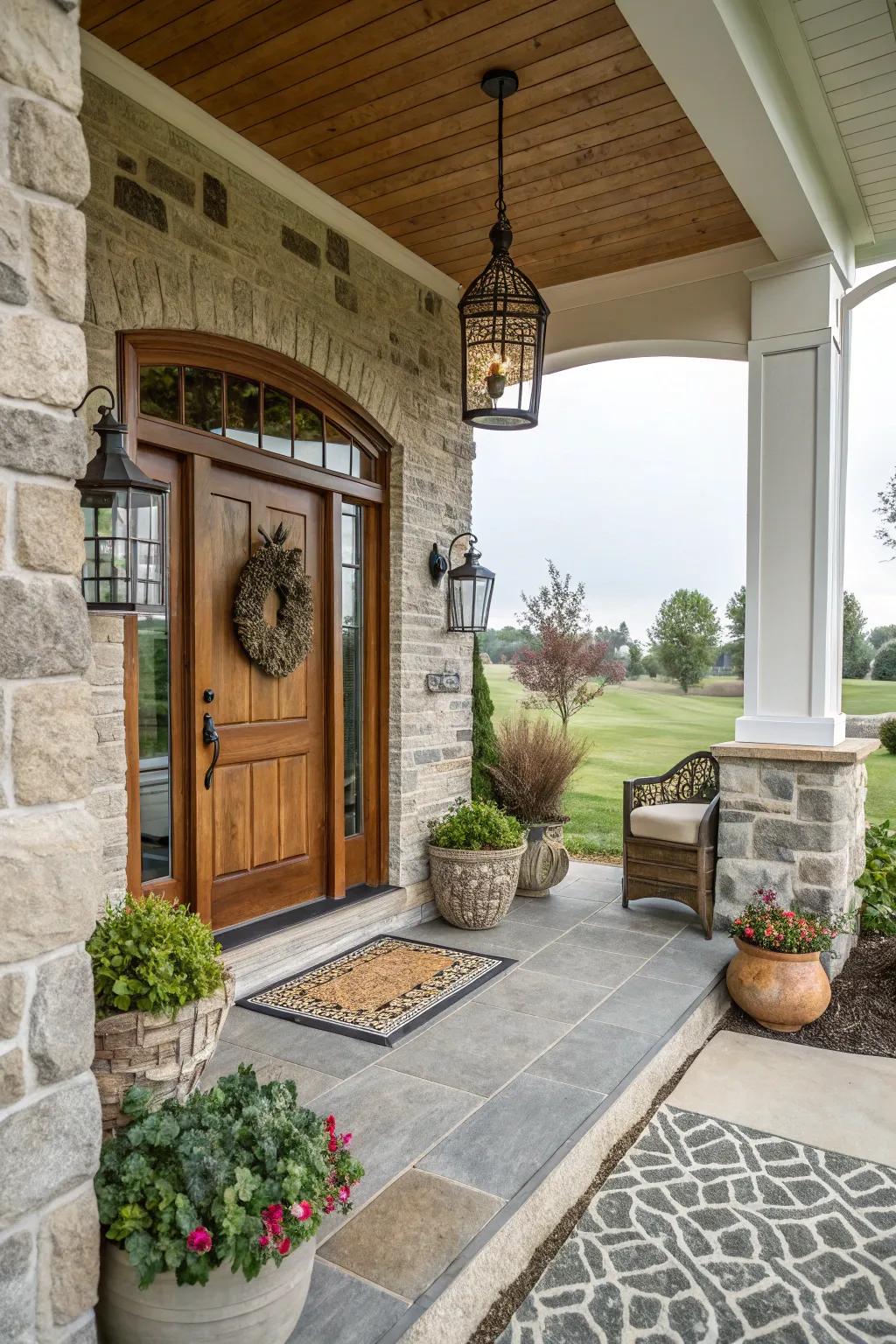 Stone-framed portals render a bold and inviting affirmation.