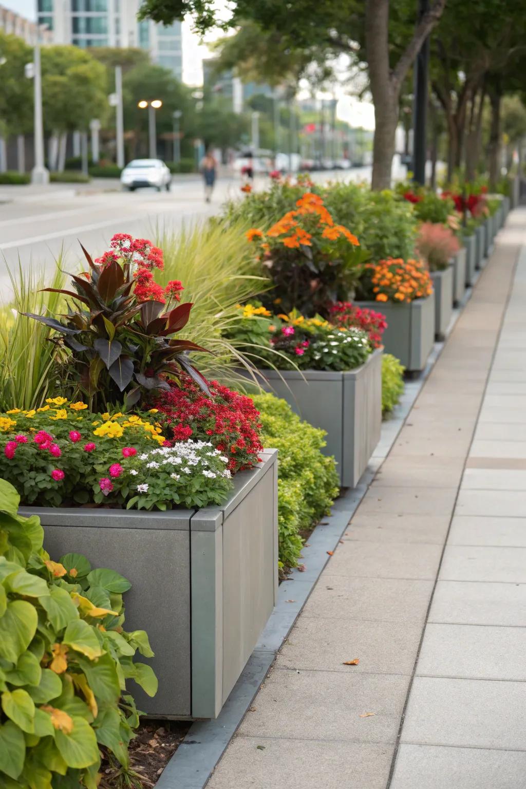 Raised planters add visual interest and protect your plants from being trampled.