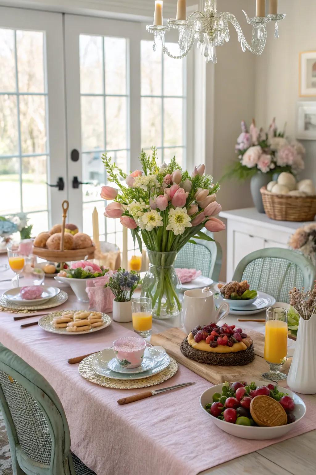 A delightful Easter early meal setup for family assemblies.