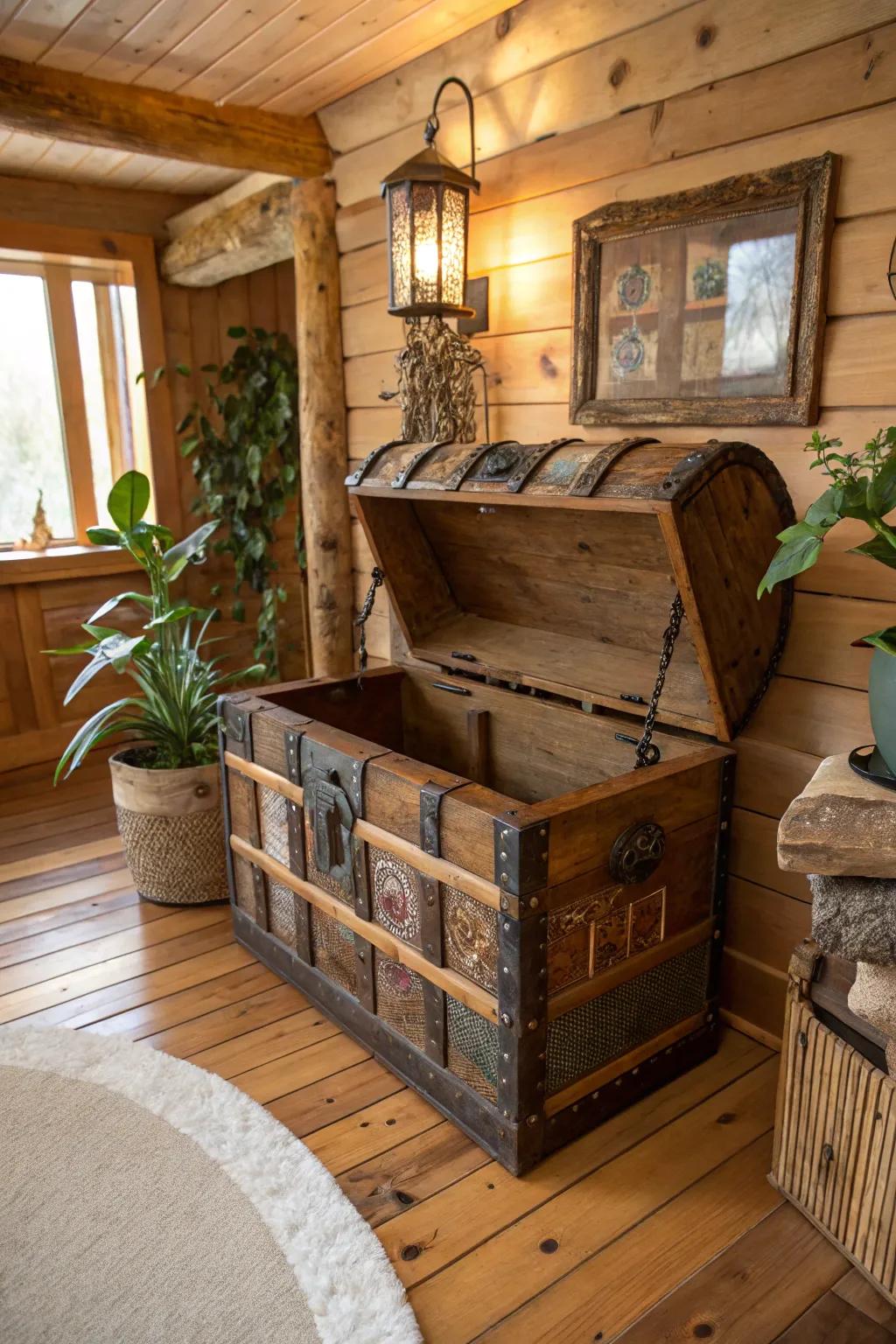 Repurposed materials yield a sustainable treasure chest.