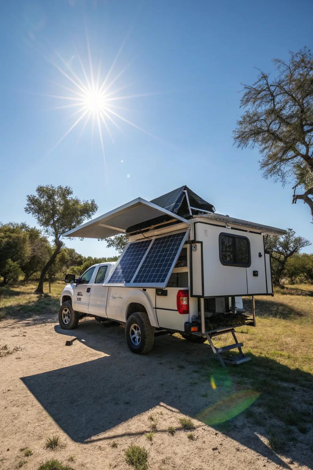 A solar-powered awning providing both shade and energy efficiency.