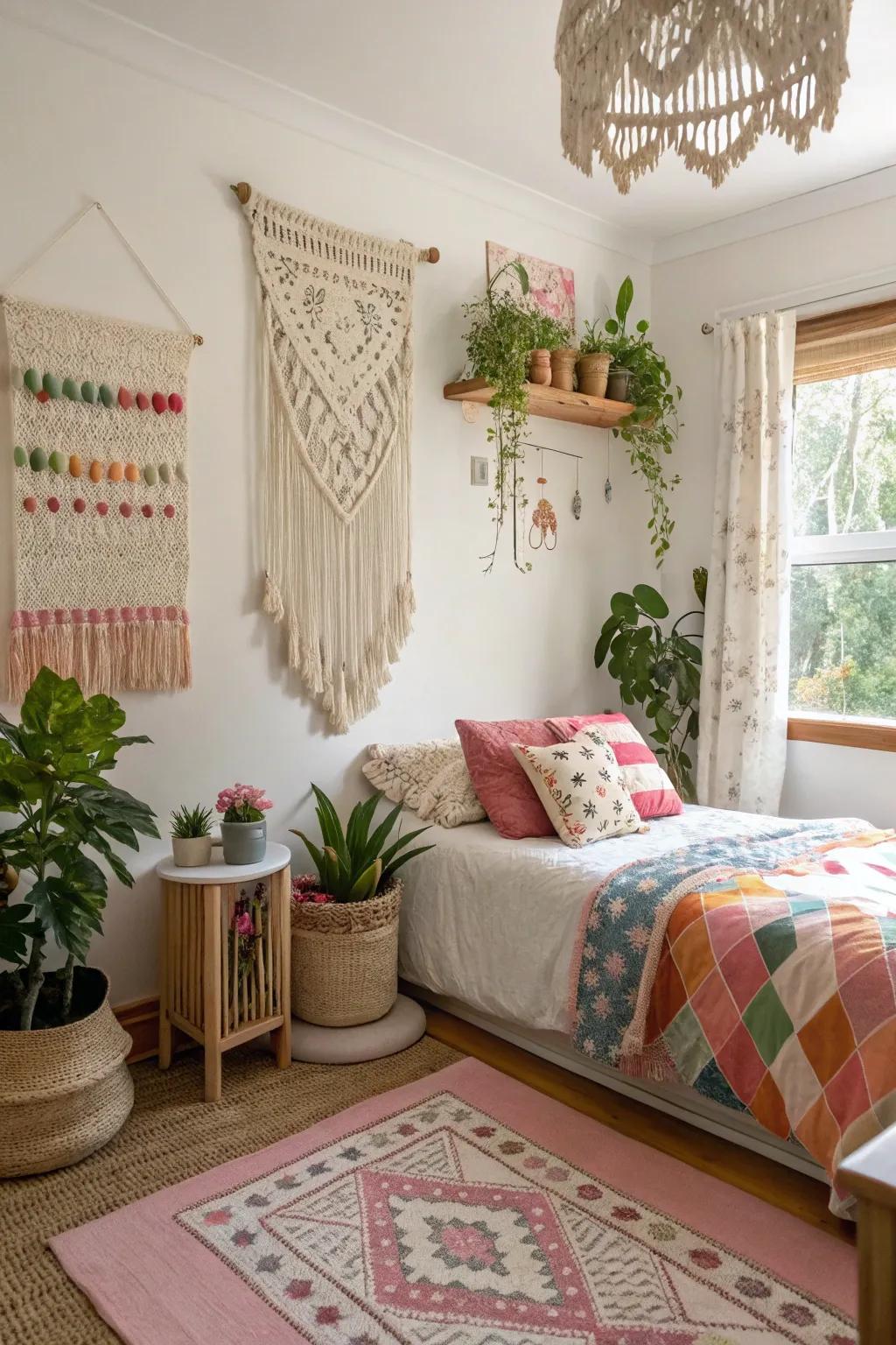 Free-spirited impressions append a serene, diverse sensation to any tween bedroom.
