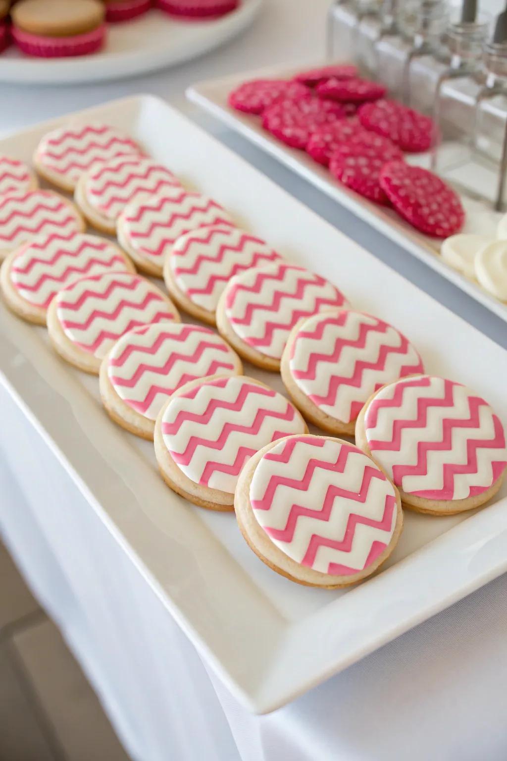 Chevron patterns imparting a modern nuance.