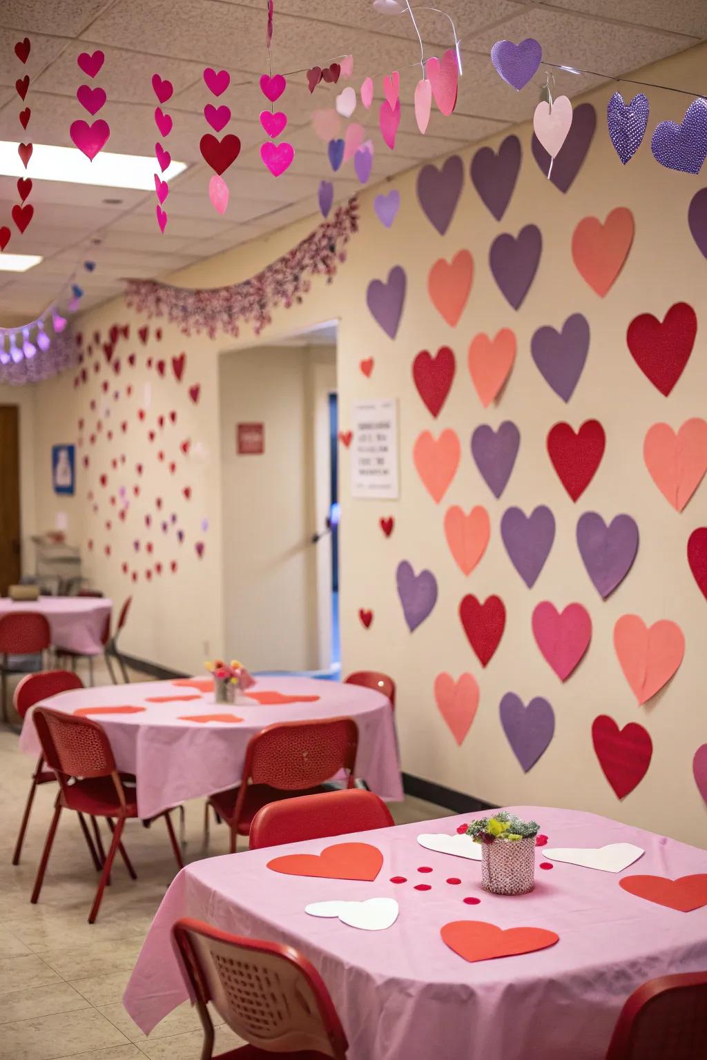Paper hearts add a whimsical touch to your Valentine's decor.