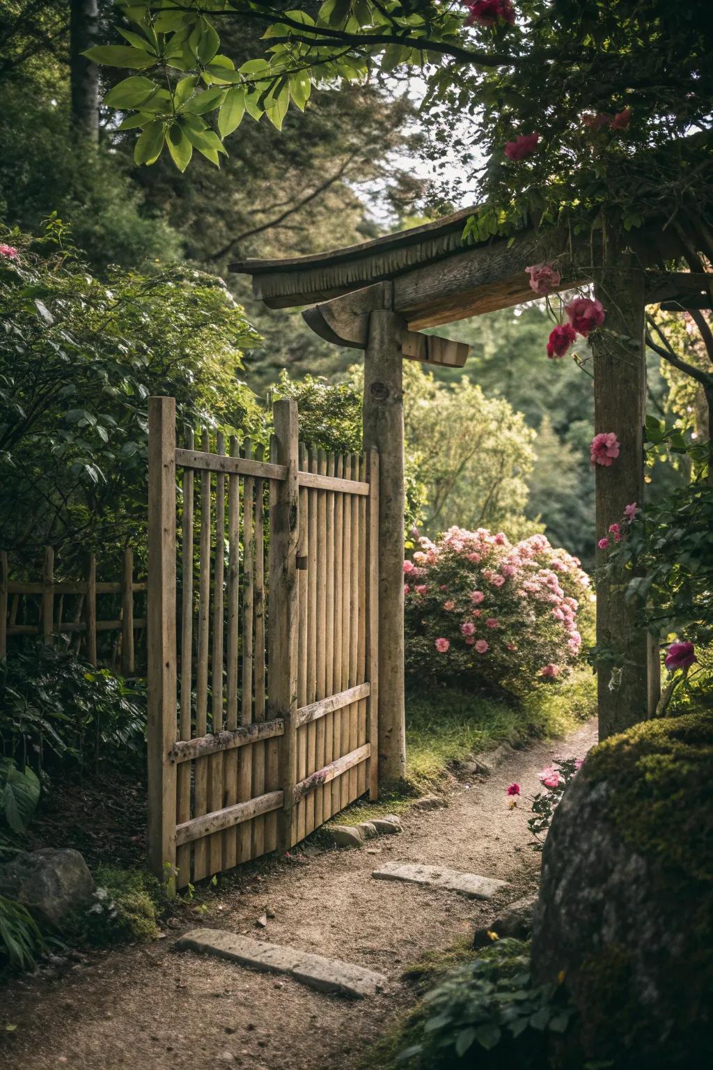 Cane details that introduce an exotic touch to the entrance.