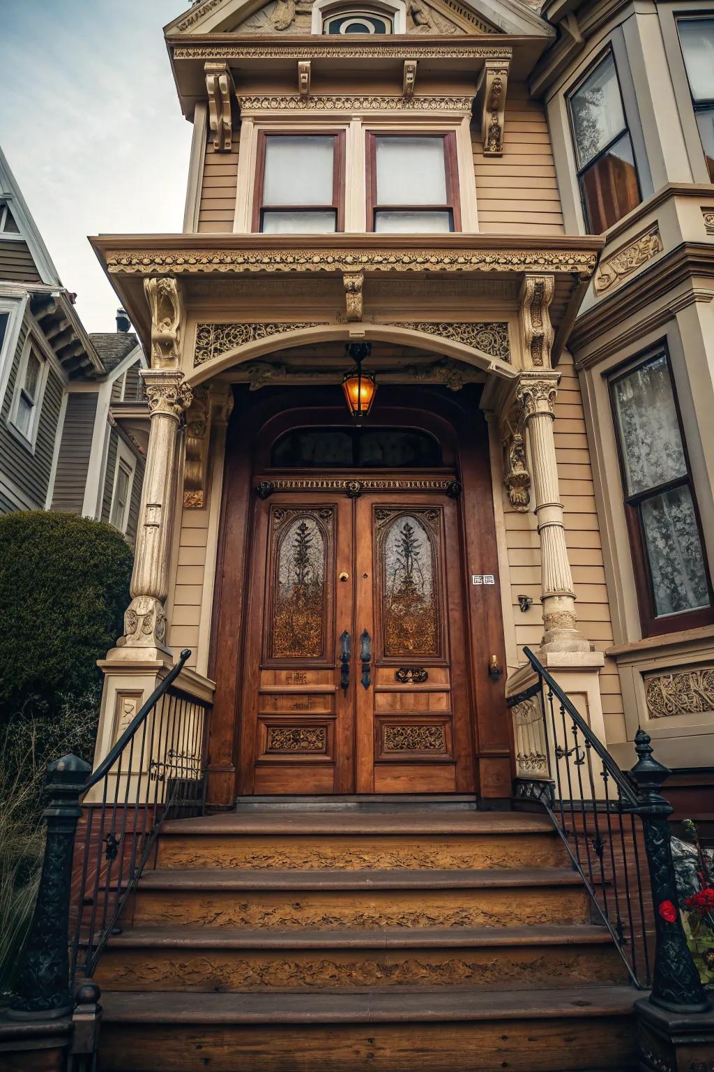 A classic timber door introduces timeless elegance to this Victorian home.