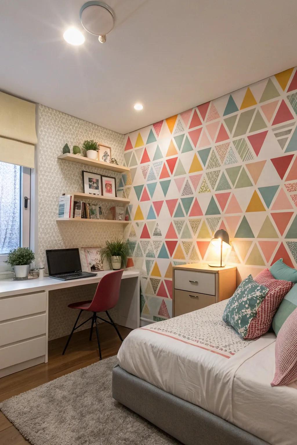 Geometric patterns impart a contemporary and creative flair.