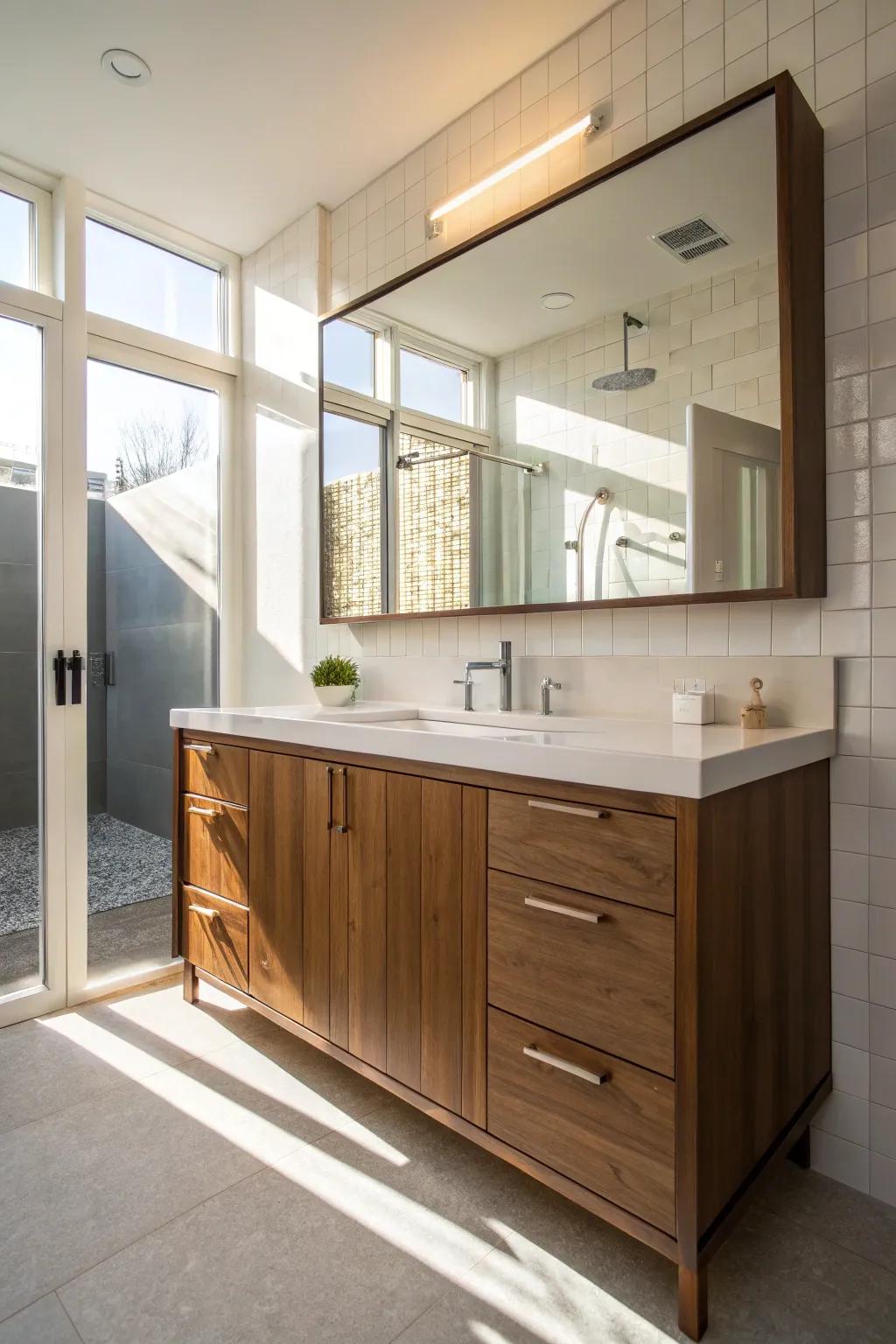 Showcase the beauty of your walnut vanity with optimal lighting solutions.