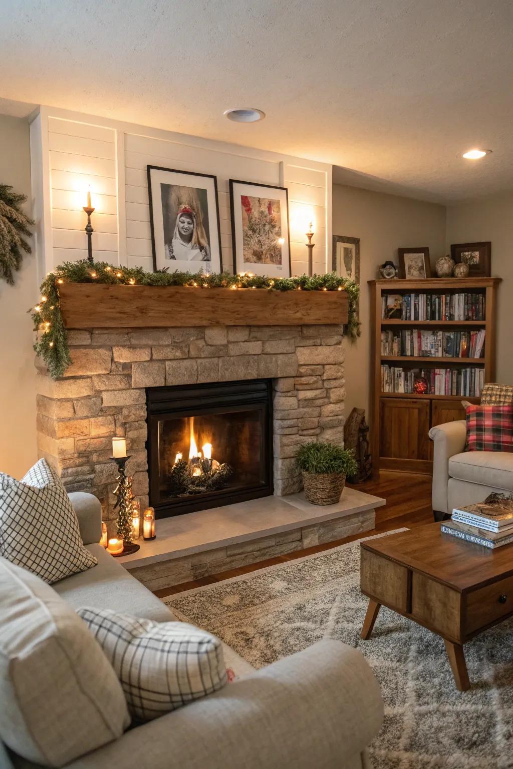 A hearth serves as an inviting and comforting point of interest in any living room.
