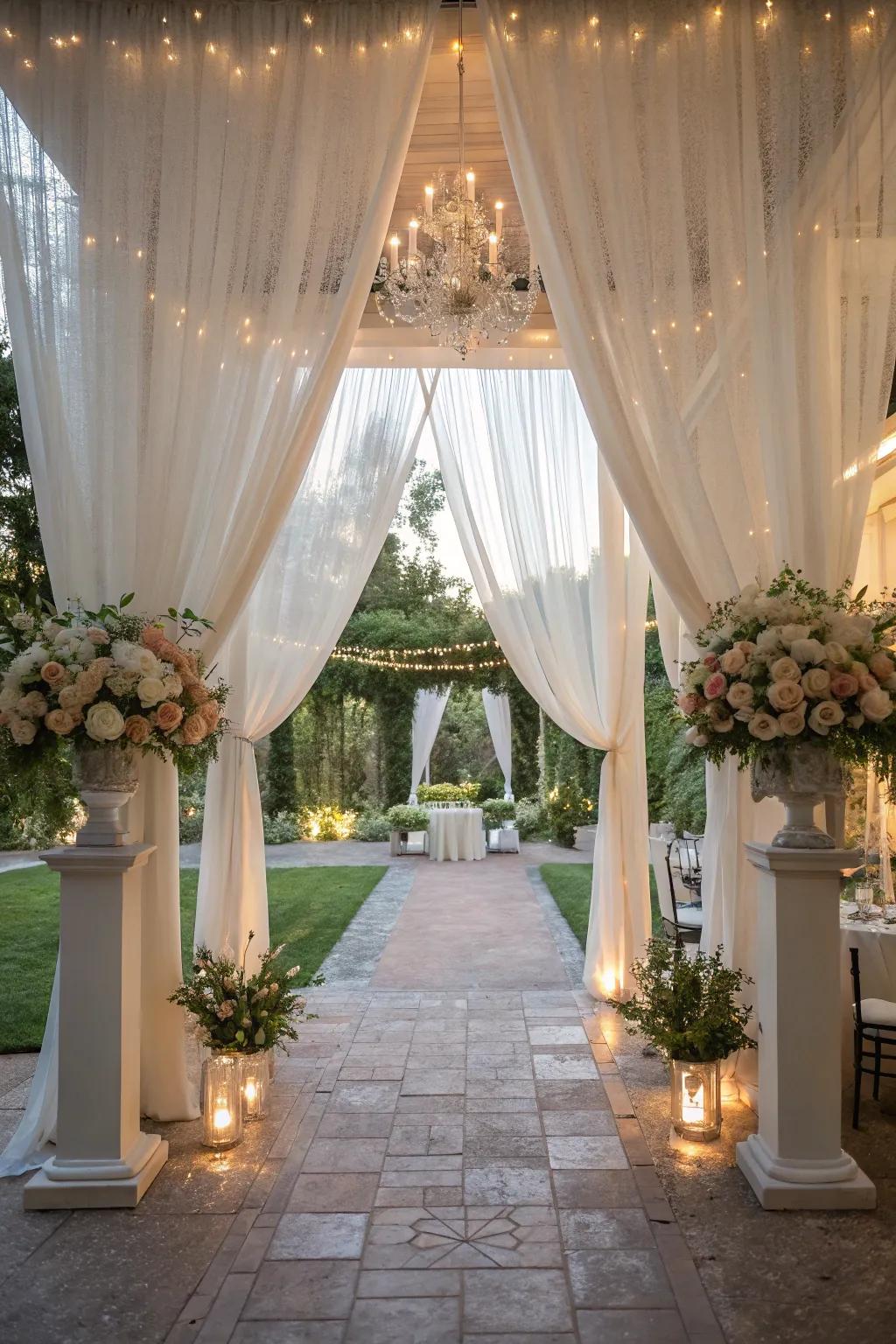 Add subtle beauty to your wedding through delicate drapery.