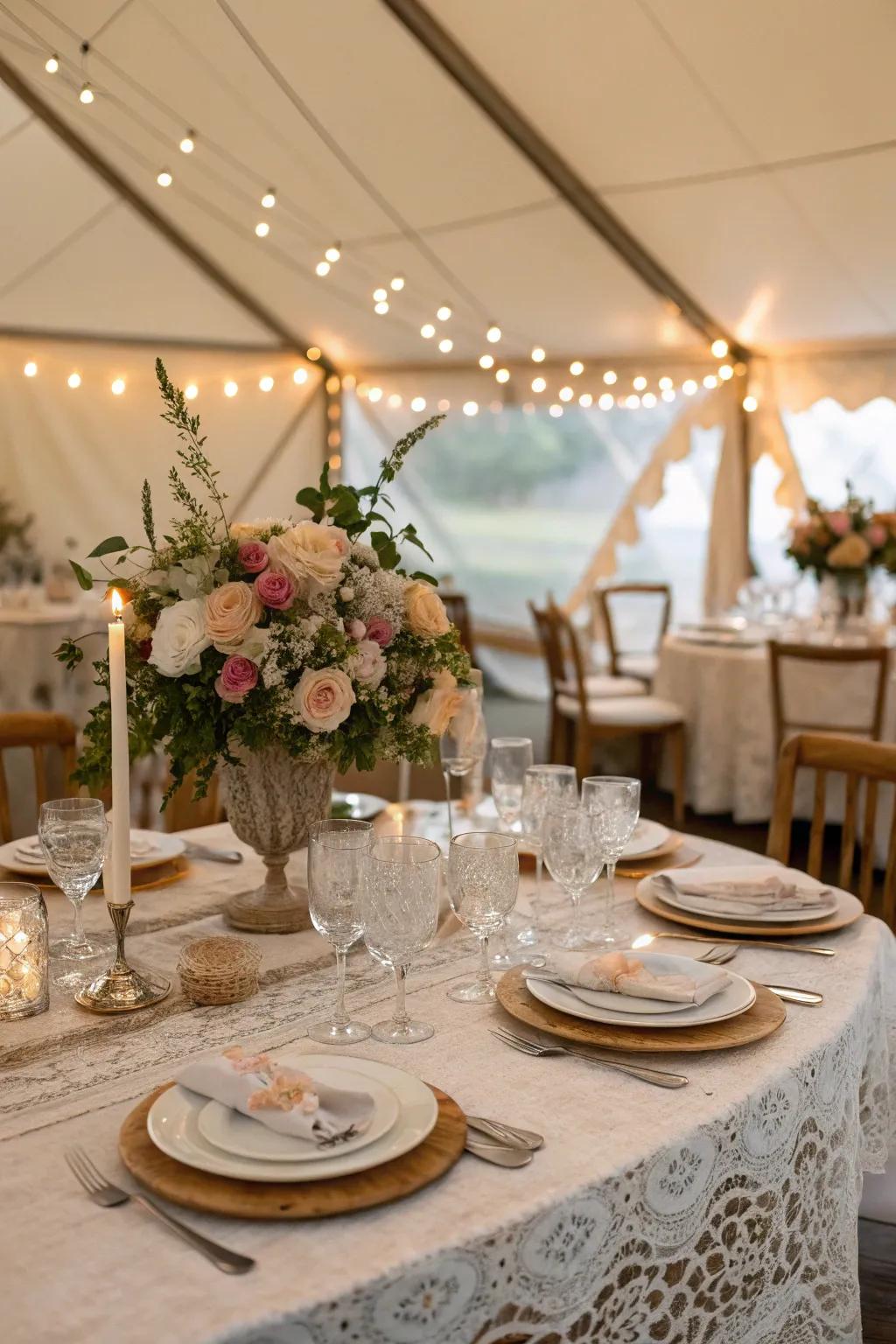 Sophisticated table presentations heighten the repast.