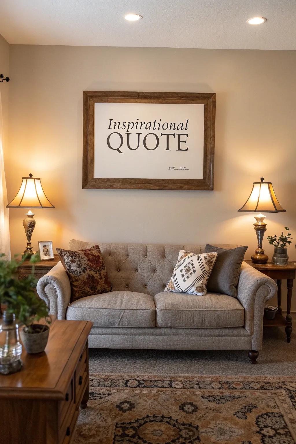 Textual art contributes a personal detail to your decor.