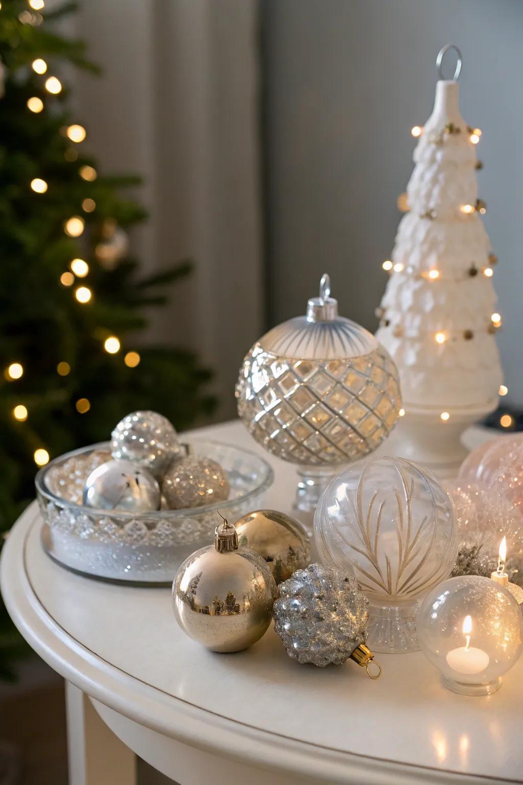Glass and crystal elements append a dazzling sparkle to your Christmas décor.