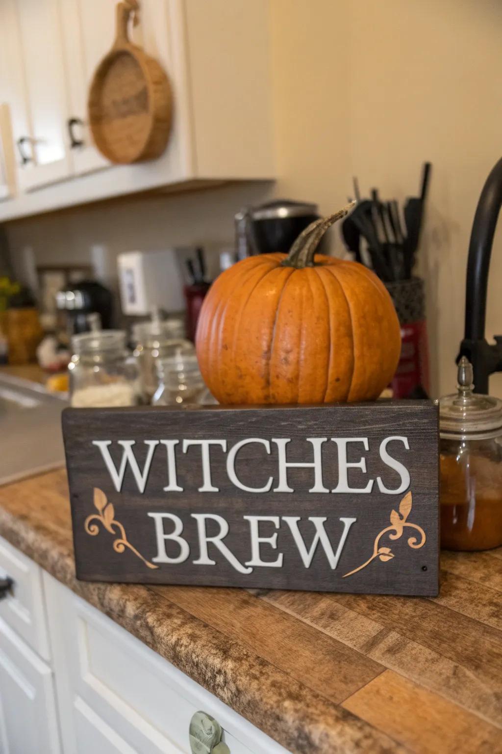 Gourd adorned with a charming Enchantresses Concoction placard.
