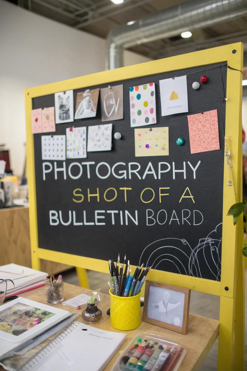 Your pinboard gains a playful yet elegant feel from chalkboard elements.