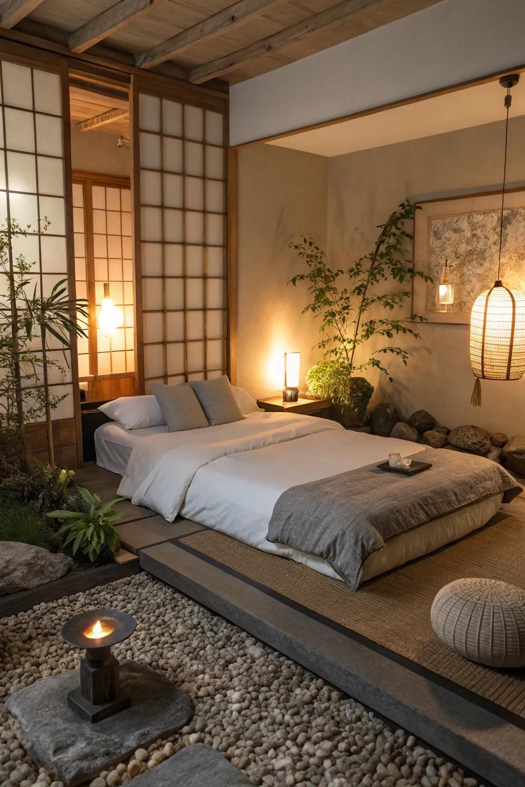 Comforting illumination envelops the space in a soothing radiance.