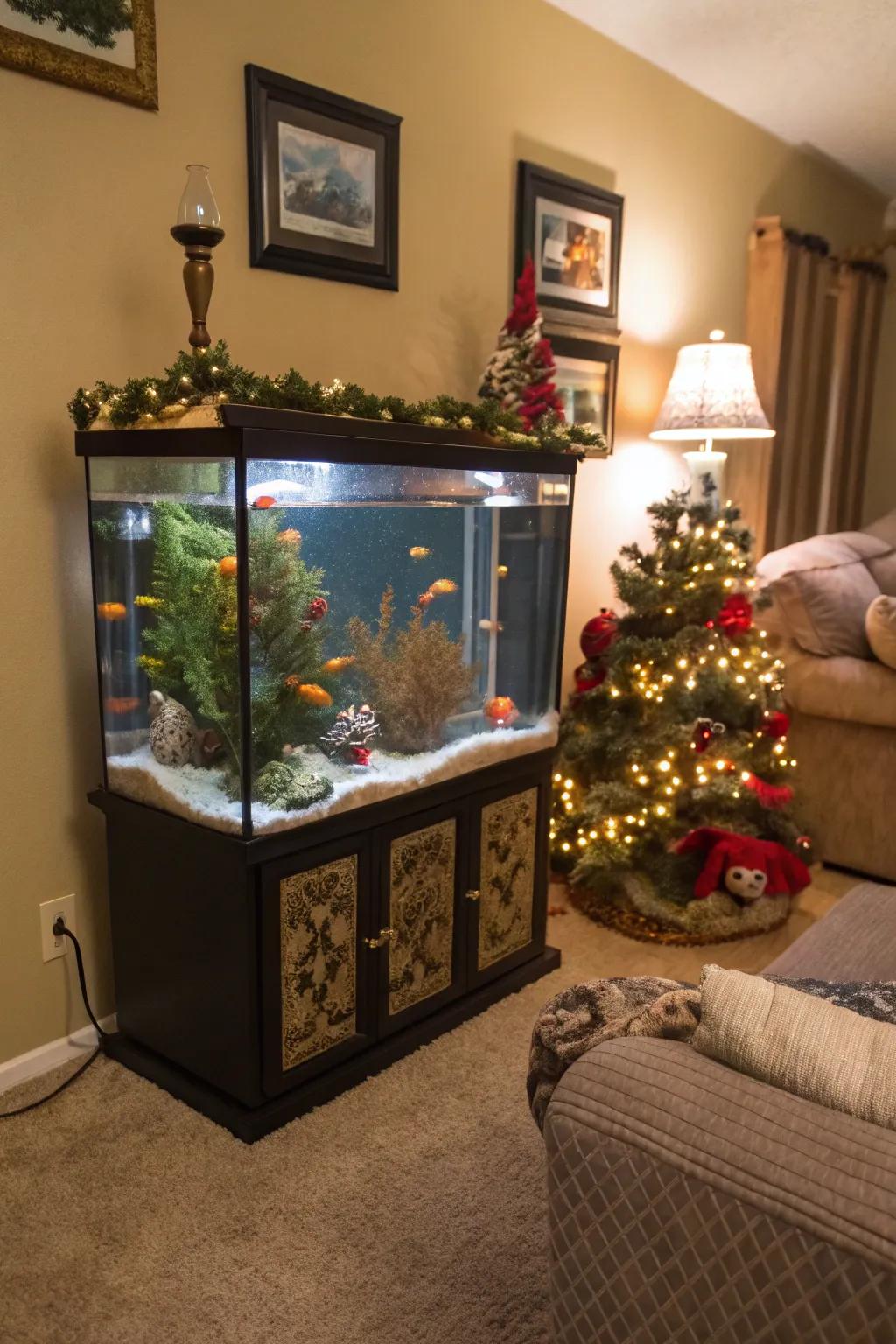 Seasonal embellishments sustain the animated and celebratory aspect of your tank.