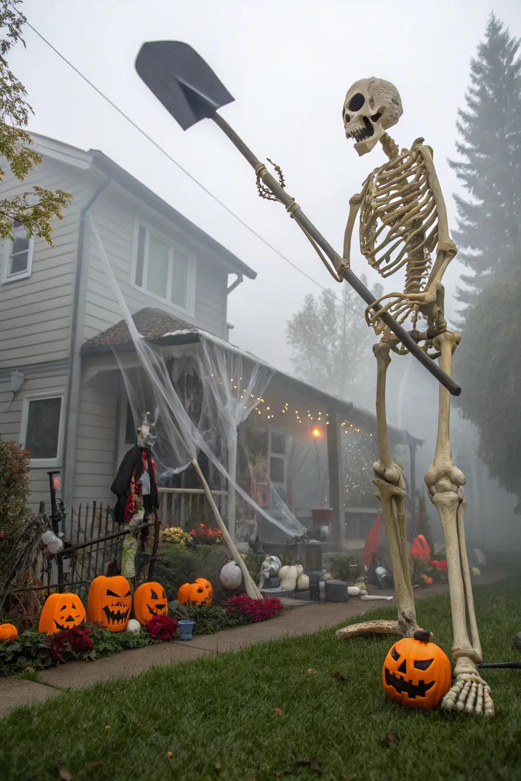 Substantial props enrich the skeleton exposition with a dynamic constituent.