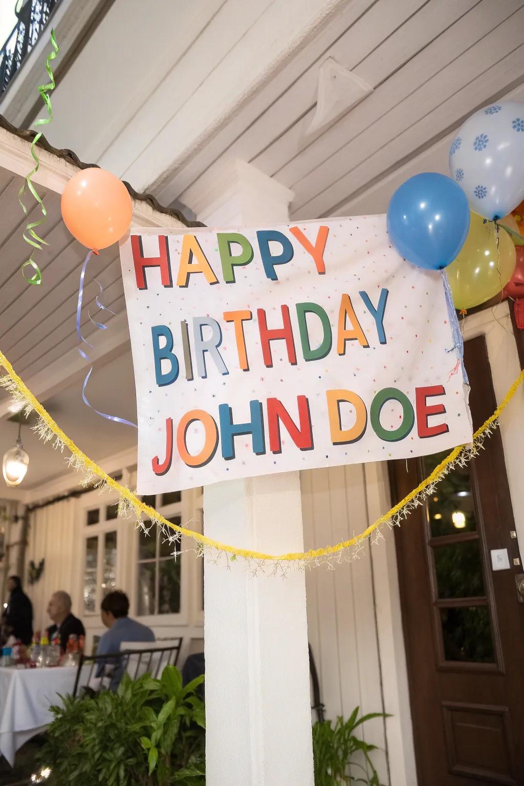 An individualized name streamer gives a heartfelt touch to your party décor.