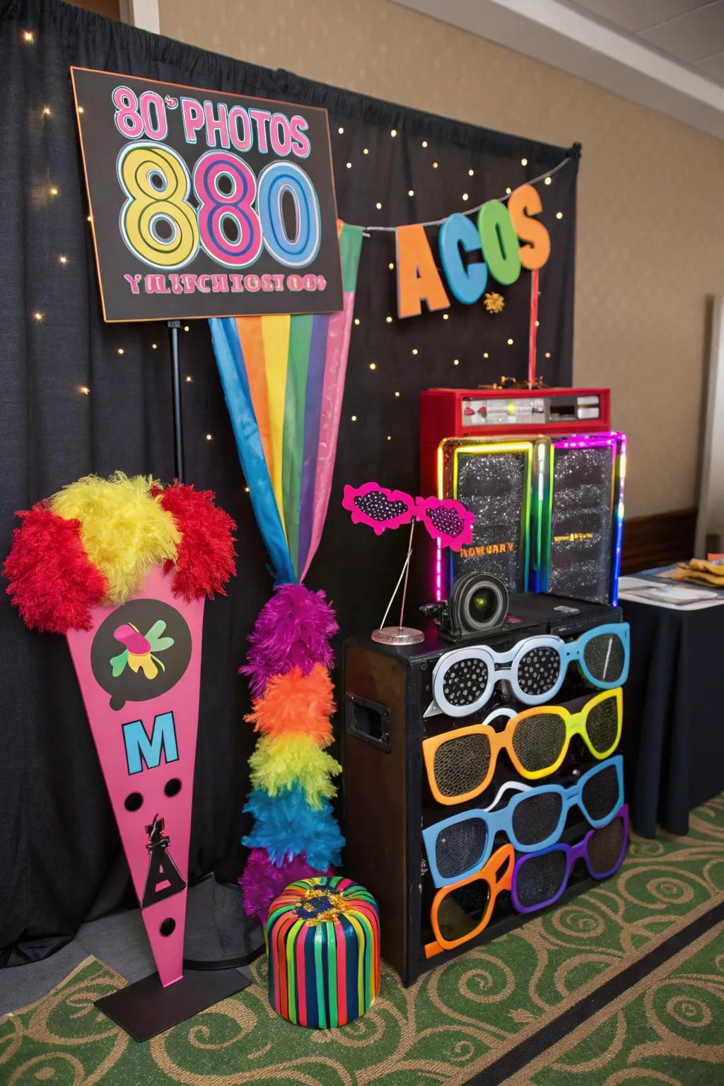 An 80s snapshot station documents the enjoyment and memories of your celebration.