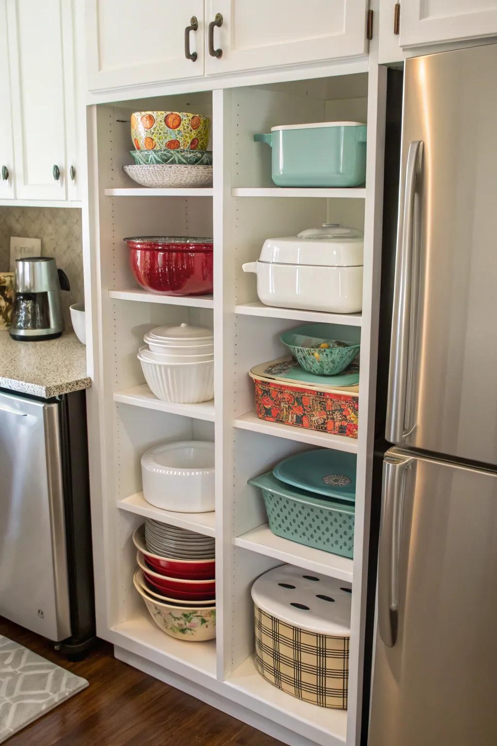 Bespoke cubbies for chic and organized bakeware.