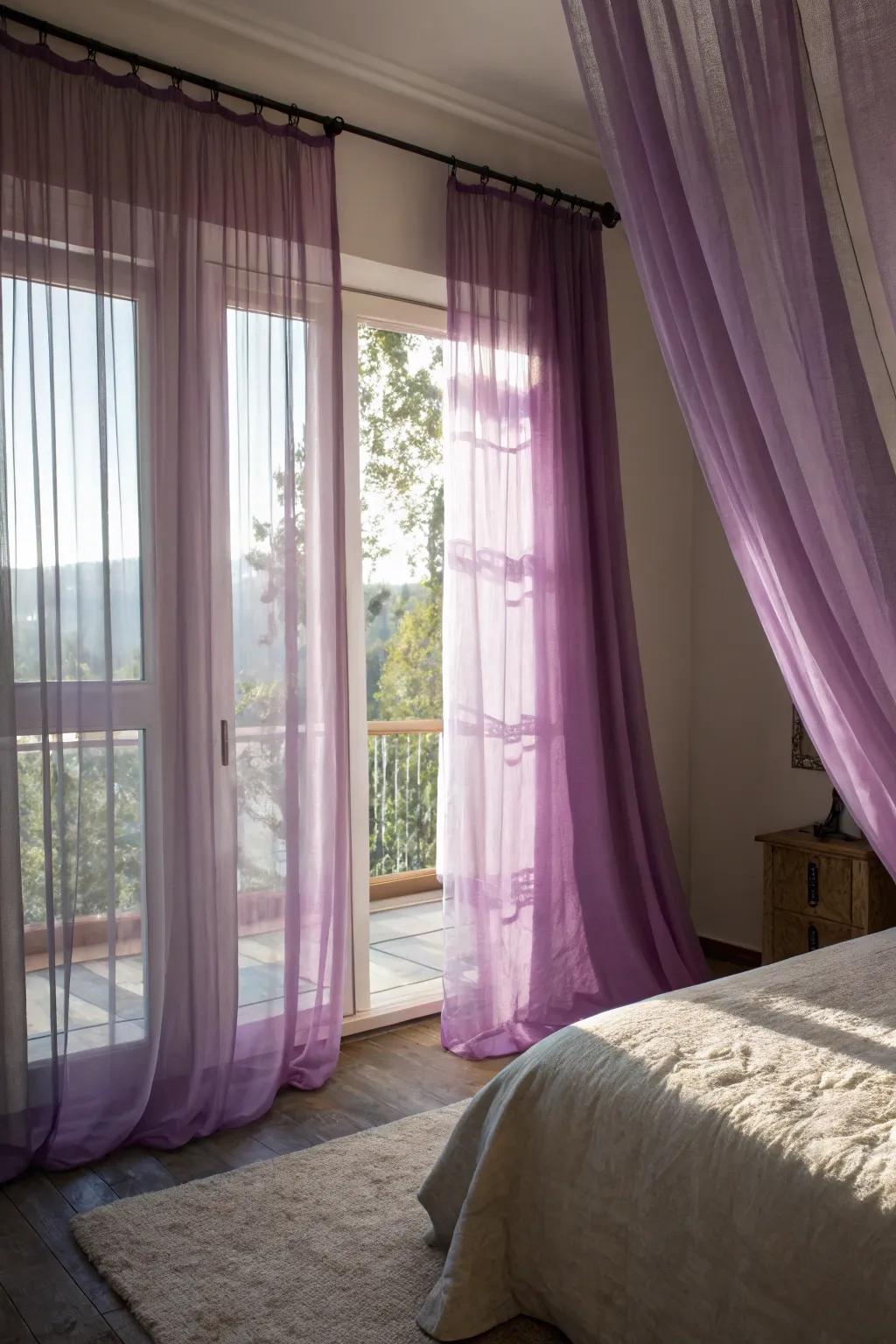 Fashion a serene atmosphere with violet drapes.