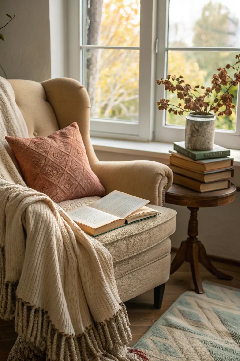 An enticing perusing alcove for winter unwinding