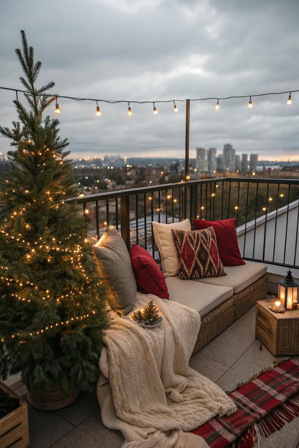 A snug lounging quarter entices you to relish the holiday ambience.