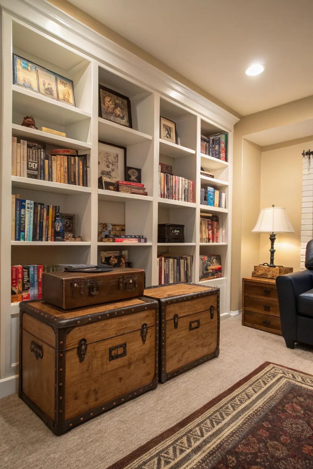 Creative storage solutions aid in keeping your gaming area organized and free from clutter.
