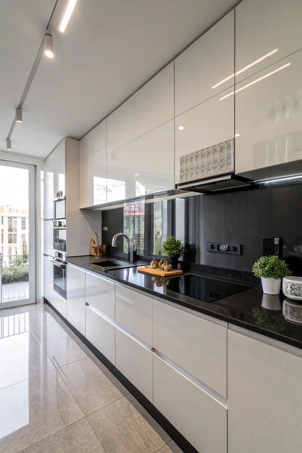 Glass sections offer a streamlined and minimalistic touch to kitchen design.