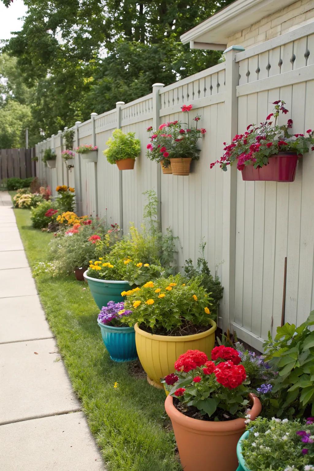 Dynamic container displays adding color and adaptability.