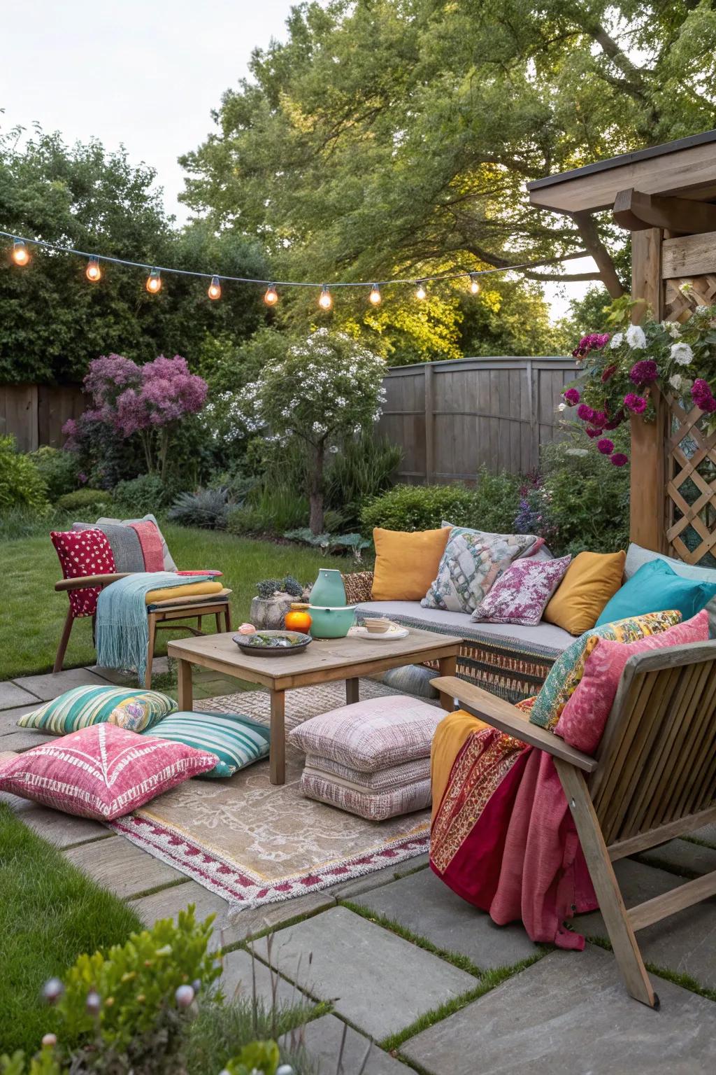 Cushions and throws add comfort and vibrancy.