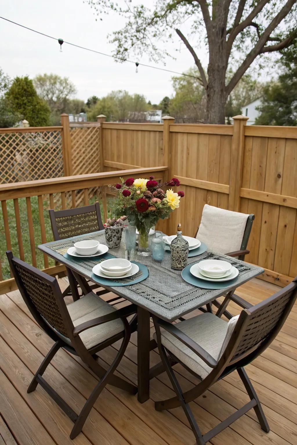 Construct a culinary area for delightful outdoor meals.