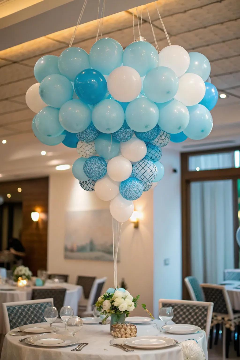 A magical balloon chandelier creating an enchanting atmosphere