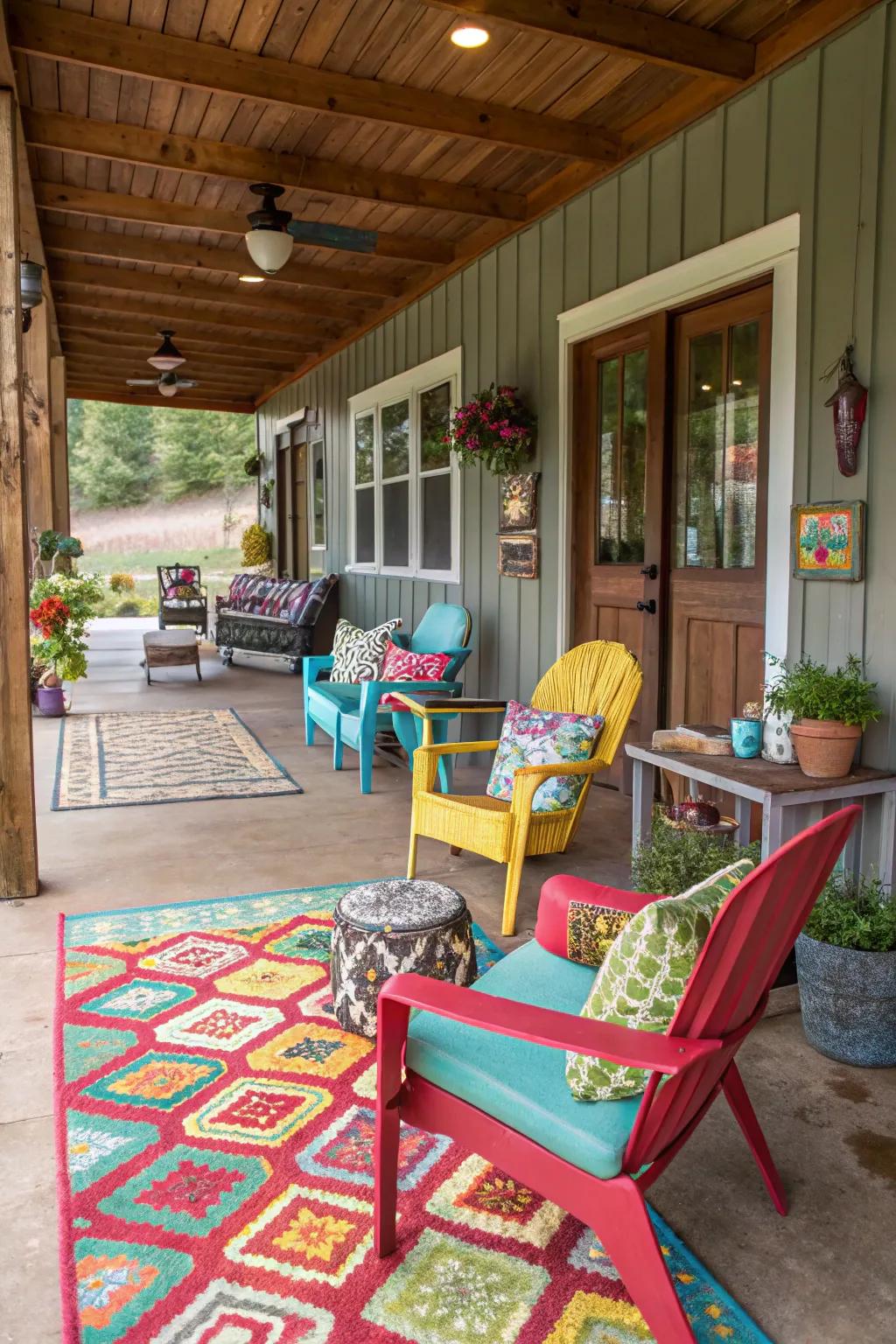 An eclectic amalgamation of styles infuses persona into your veranda.