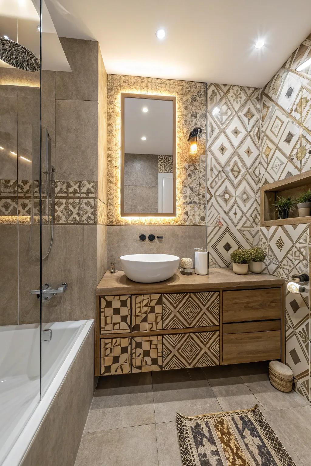 Singular tiles and textures make your lavatory a true masterpiece.