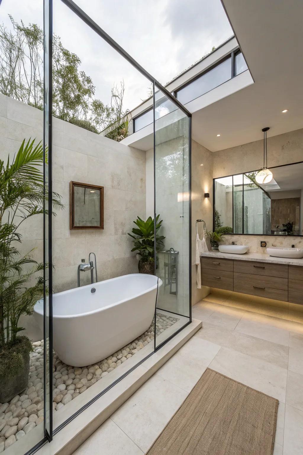 Achieve a seamless effect with glass enclosures.