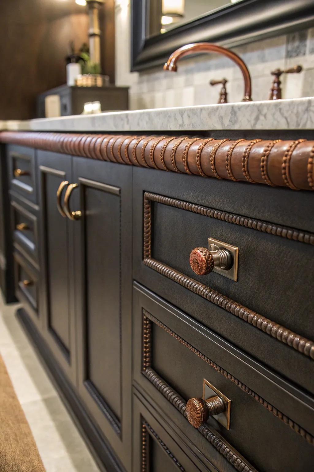 Leather-wrapped pulls infuse warmth and refinement.