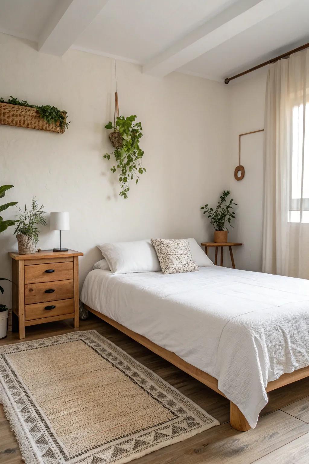 Minimalist aesthetics fosters a tranquil and orderly milieu.