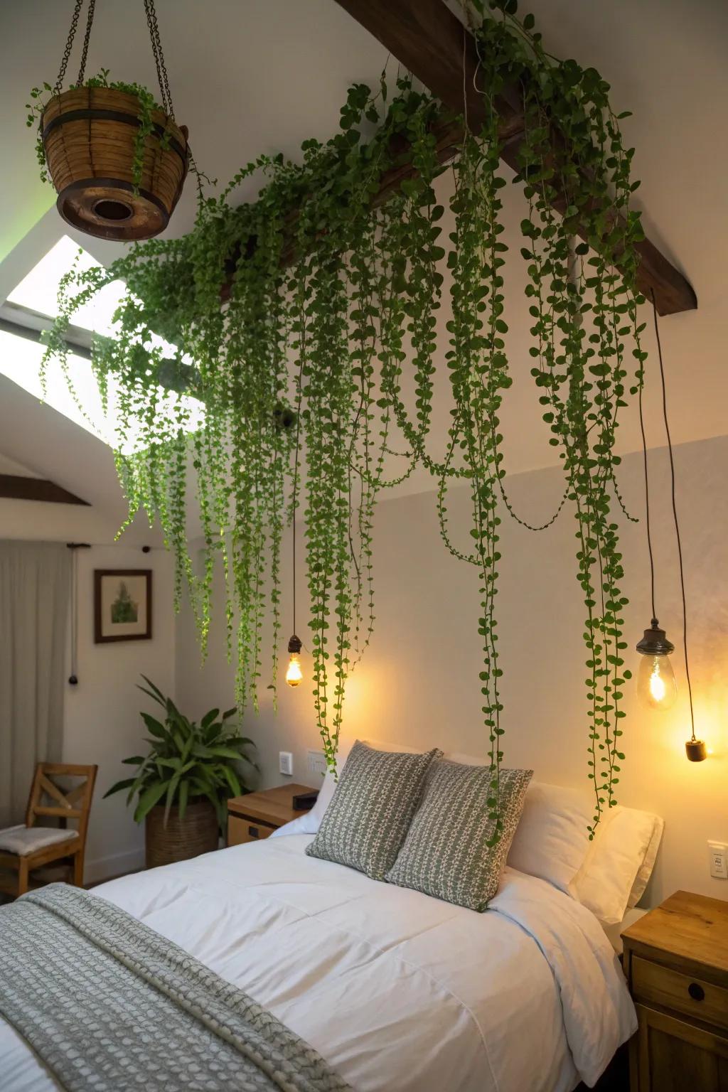 Incorporate romance with botanical canopies in the bedchamber.