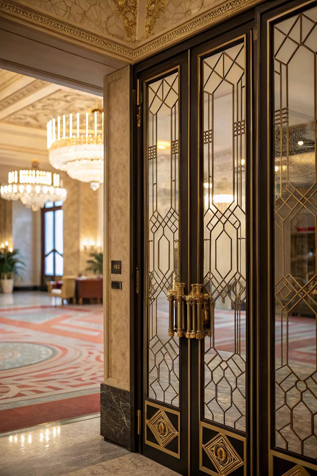 Art Deco-influenced grips bring vintage luxury to folding doors.