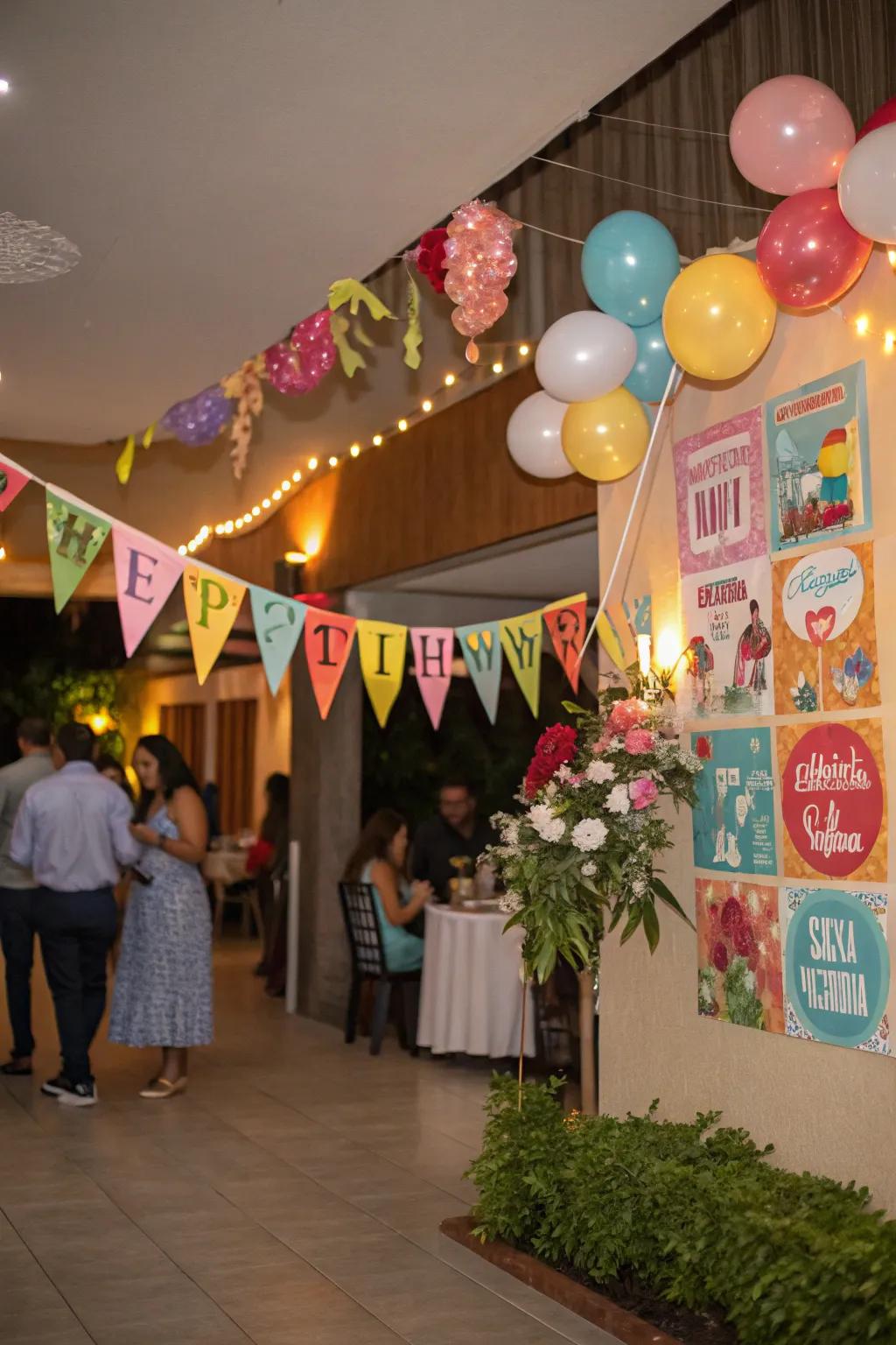 Custom pennants offer a unique touch to the birthday gathering.