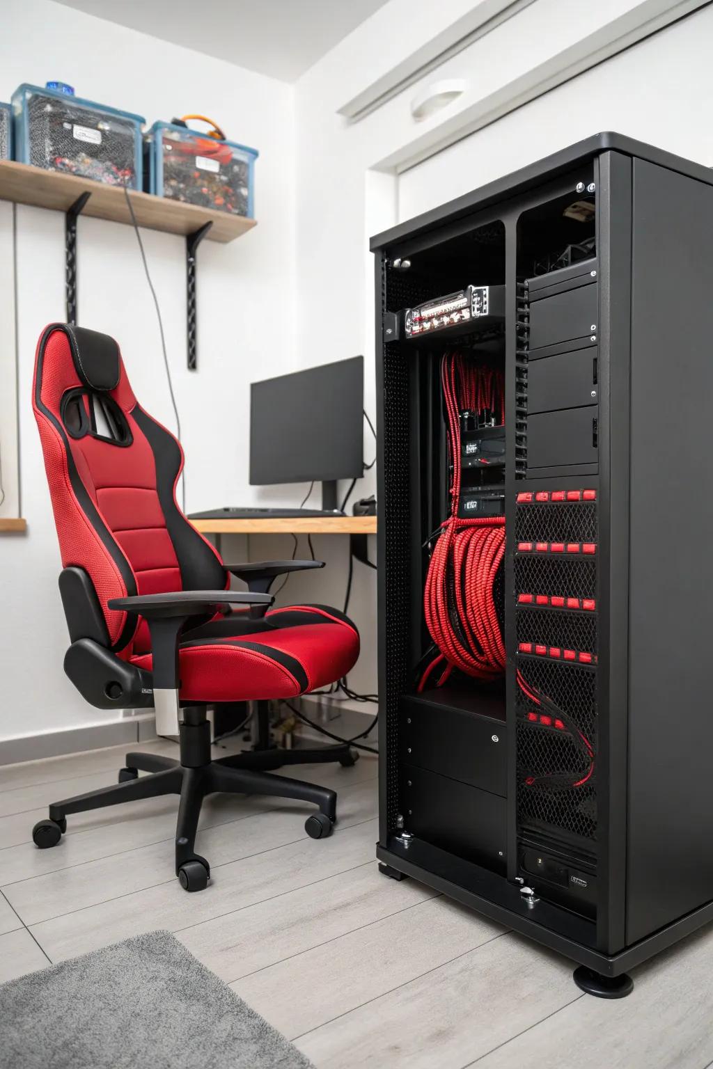 Carefully handled wires assure a spotless and organized gaming setup.