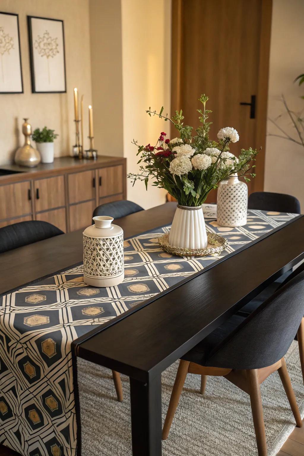 Geometric patterns add a modern edge to your decor.