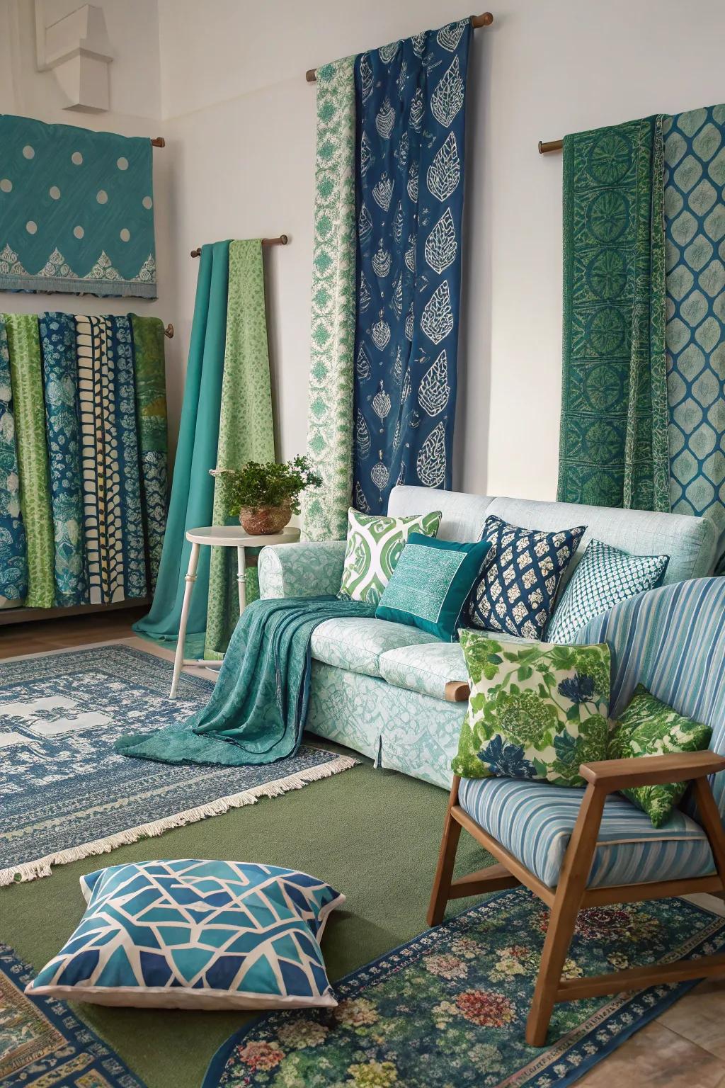 Intermixing designs infuses energetic dynamism into the chamber.
